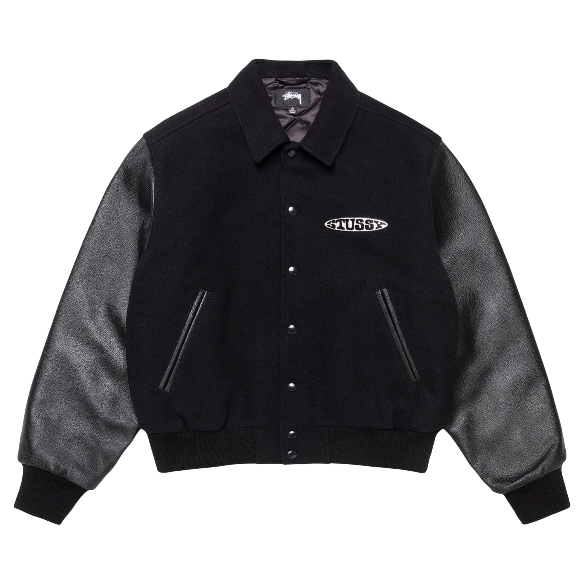 Buy Stussy Globe Varsity Jacket 'Black' - 115868 BLAC | GOAT