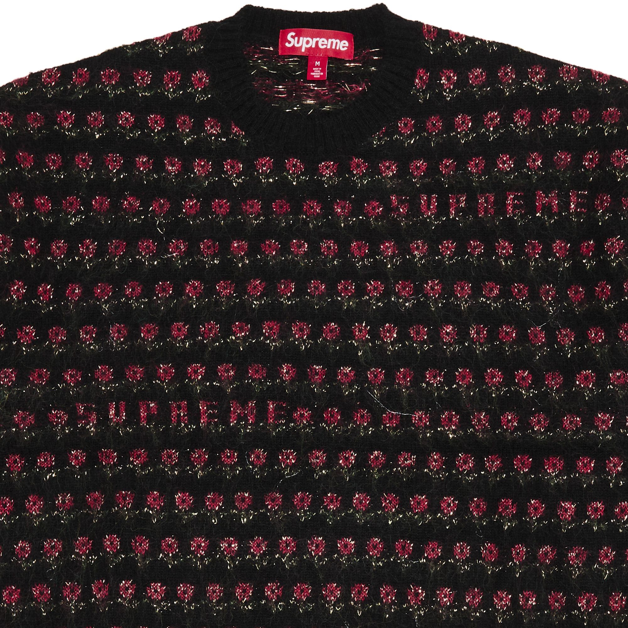 Buy Supreme Flowers Metallic Sweater 'Black' - FW25SK10 BLACK | GOAT