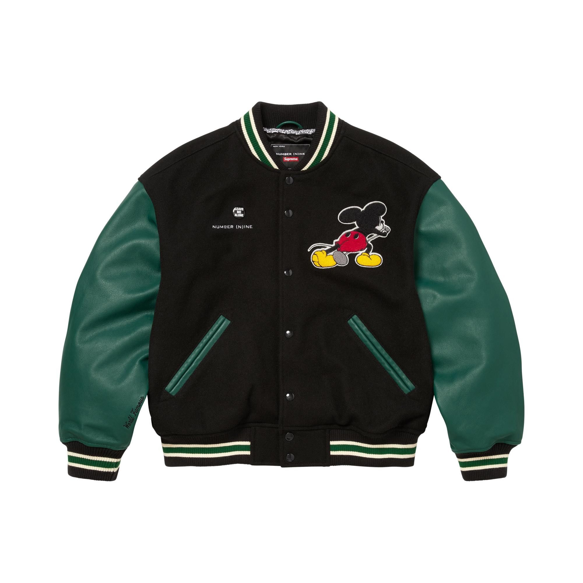 Buy Supreme x Number (N)Ine x Mickey Mouse Varsity Jacket 'Black