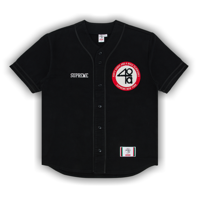 Buy Supreme x 40 Acres Twill Baseball Jersey 'Black' - SS25KN38
