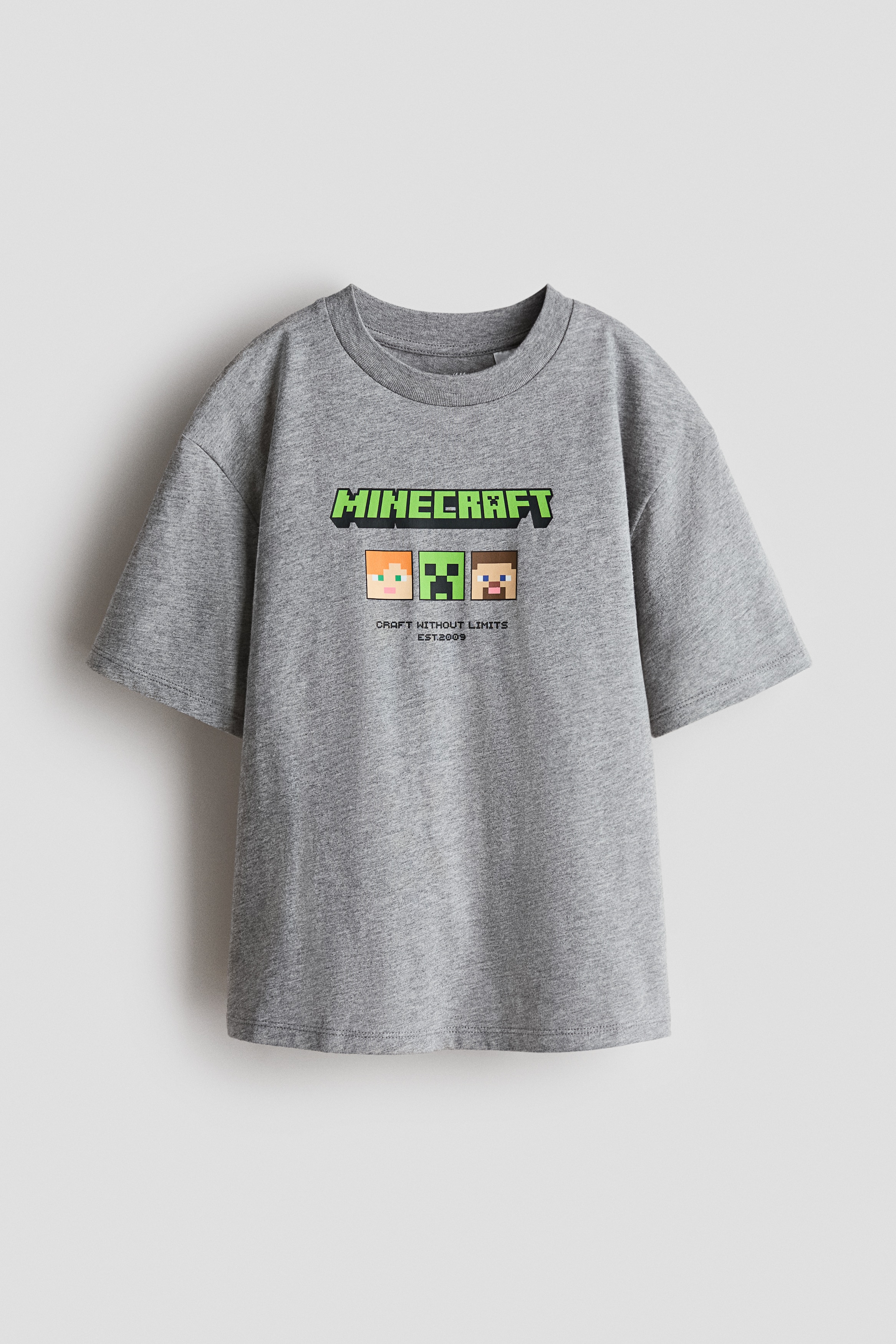 Oversized Printed T-Shirt - Gray melange/Minecraft - Kids | H&M US