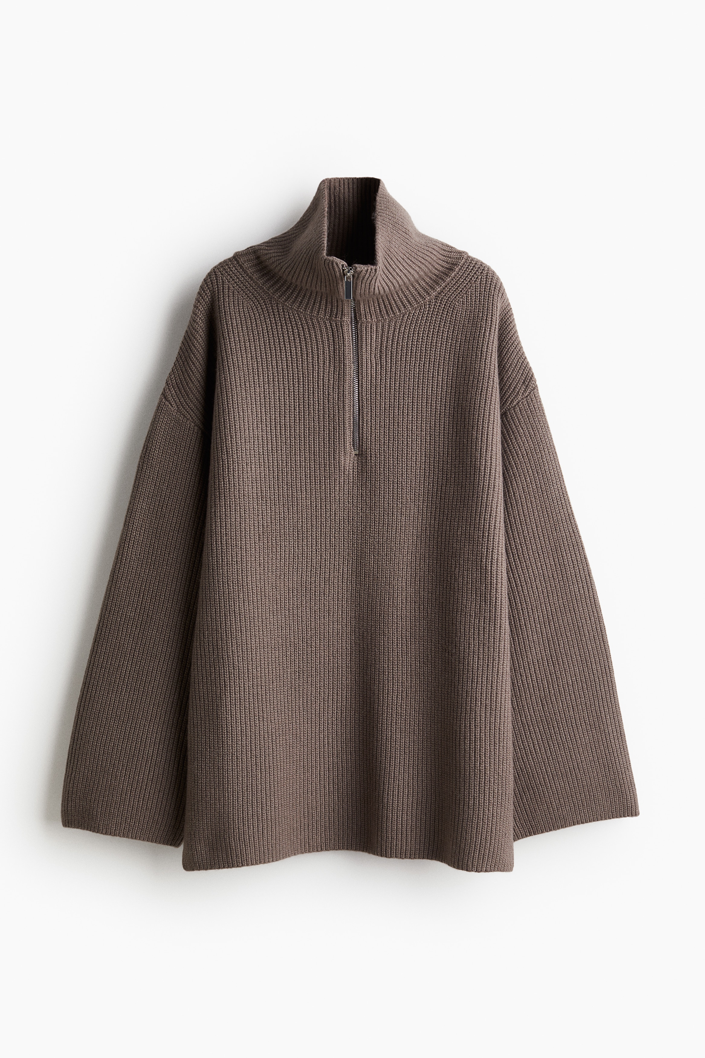 Rib-knit Half-zip Sweater - Brown - Ladies | H&M US
