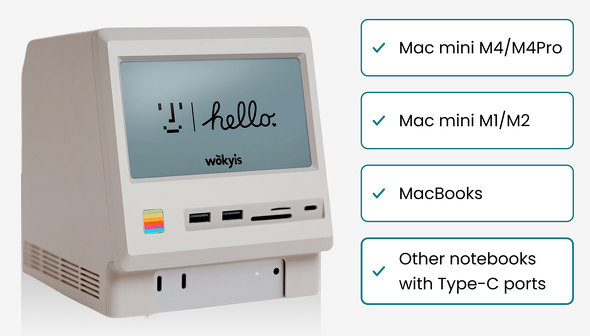 Mac miniと合体して“初代Macintosh”風を実現するドッキング