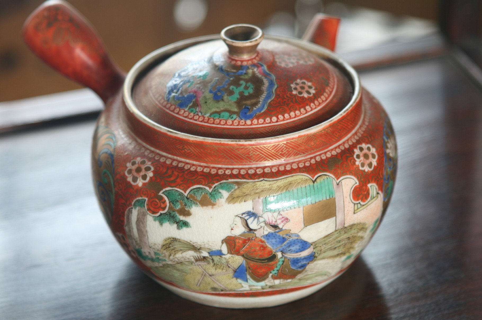 古九谷九谷焼庄三九谷庄三青手青九谷華の図アンティーク九谷1客