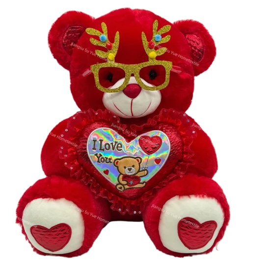 Red Teddy Stuffed Animal Romantic Plush Bear Toy for Valentine's