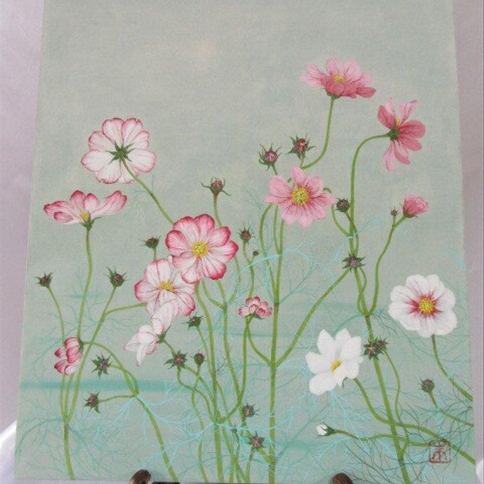 日本画 ＊秋桜＊ F8 - HANAKOUBOU07'S GALLERY | minne byGMOペパボ