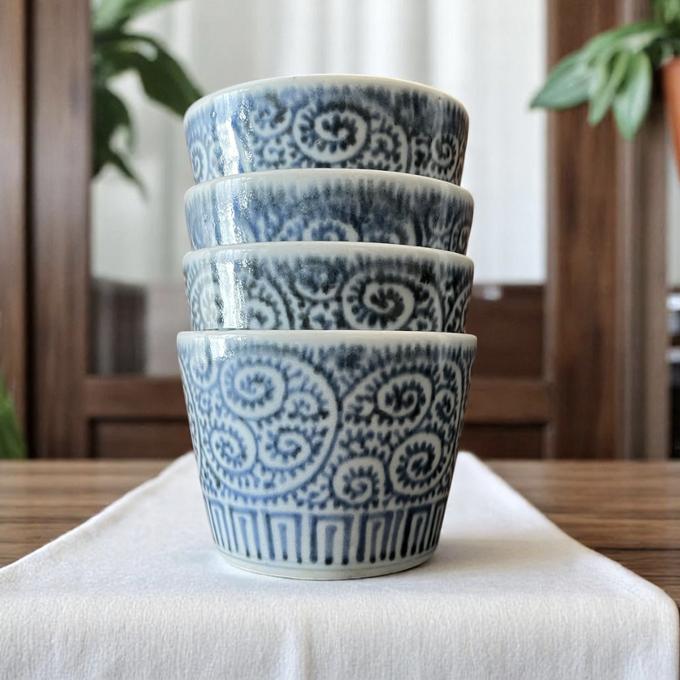 古伊万里染付蛸唐草紋様 蕎麦猪口 4客セット - Antique Art Nozomi 古