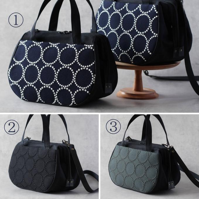 ミナペルホネン生地｜tambourineの2wayぽってりボストン 倉敷帆布使用