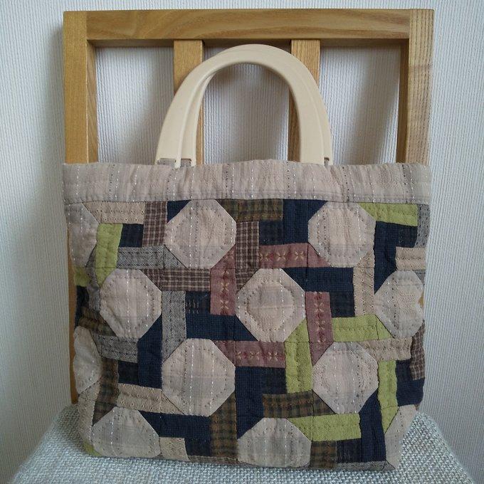 先染め布のベージュ系パッチワークバッグ - KUUNA71'S GALLERY | minne