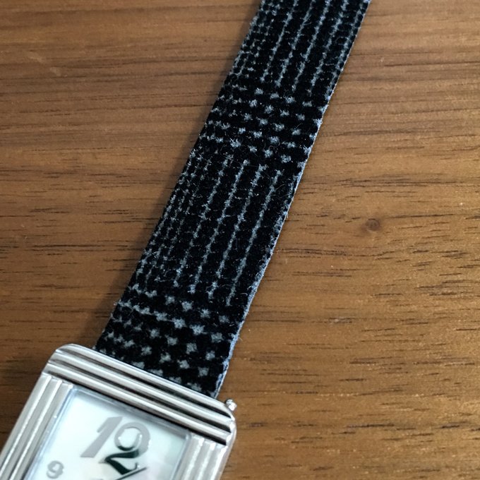 Poirayポアレ等ワンタッチ式時計用ベルト＊スエード グレンチェック