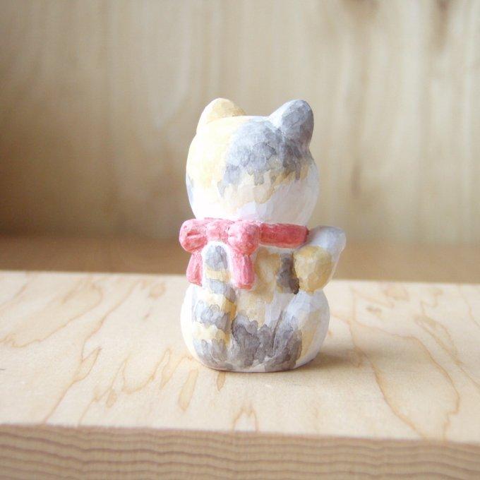 木彫り 招き猫（三毛） - ≡ WOODY-BEAR'S GALLERY ≡ | minne byGMO