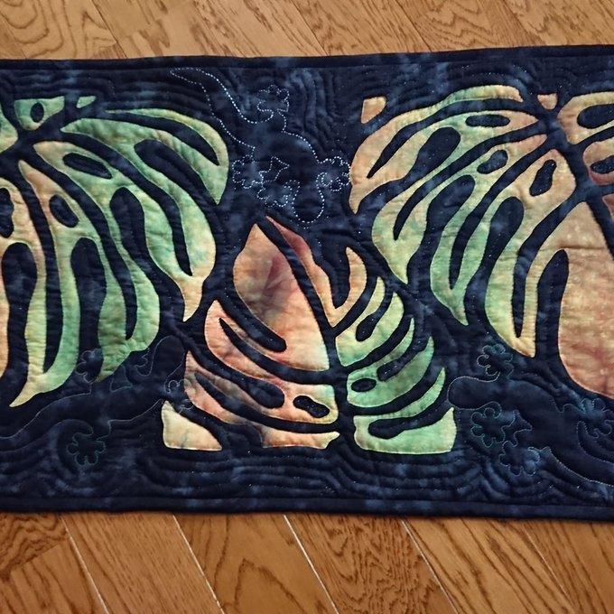 受注作成キルト)ステンドグラスキルトタペストリーハワイアンキルト