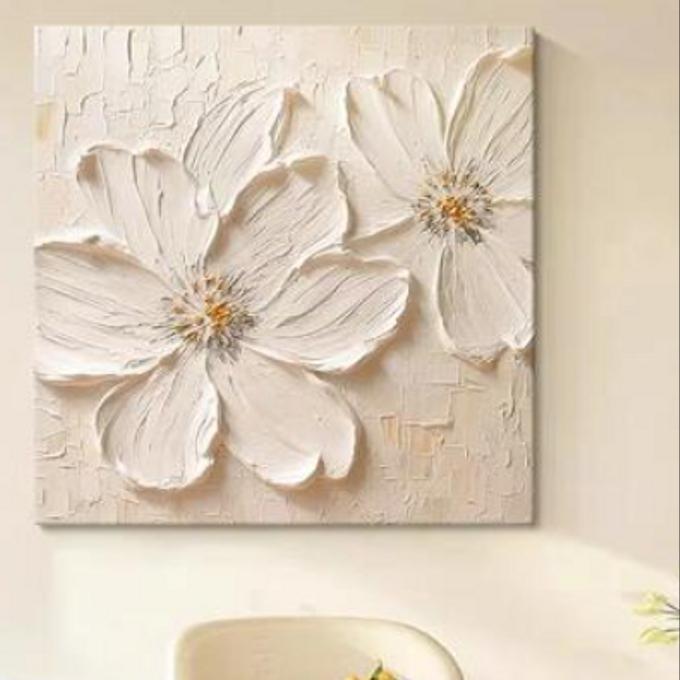 キャンバスアート テクスチャーアート 油絵 抽象画 花 フラワー 手描き