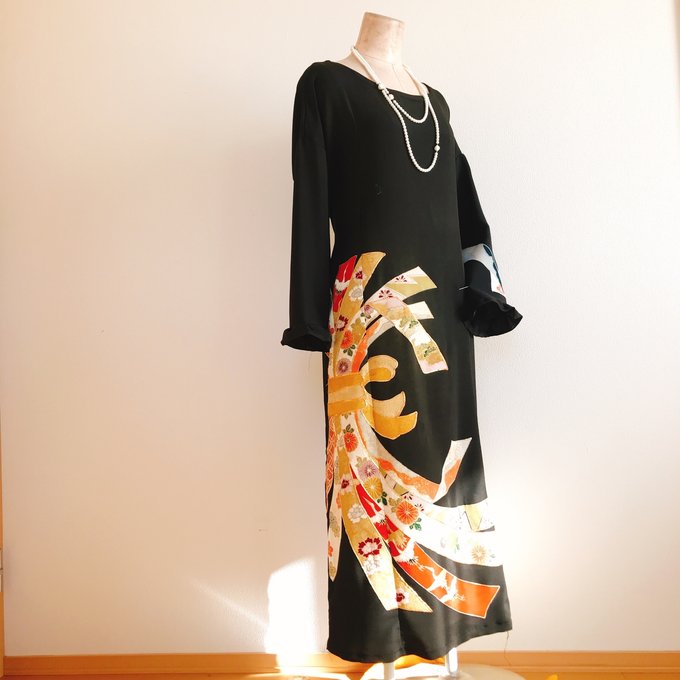 黒留袖リメイクワンピース♡黒留袖ドレス♡着物リメイク - Chicco