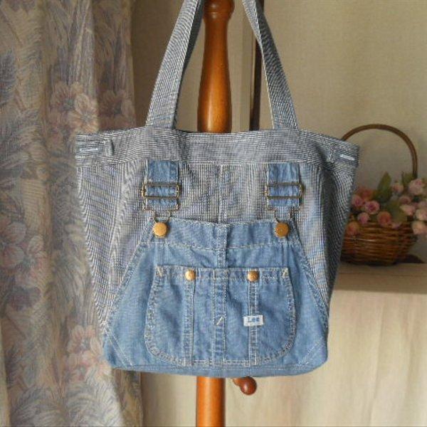 デニムリメイク オーバーオール トートバッグ 手提げ 肩掛け