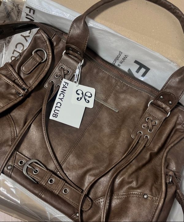 MUSINSA | FANCY CLUB Belted Washing Leather Bag (BROWN) F25ZE990