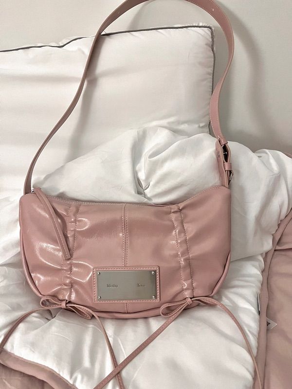 MUSINSA | MATIN KIM HALF SHIRRING RIBBON ROUND BAG IN PINK