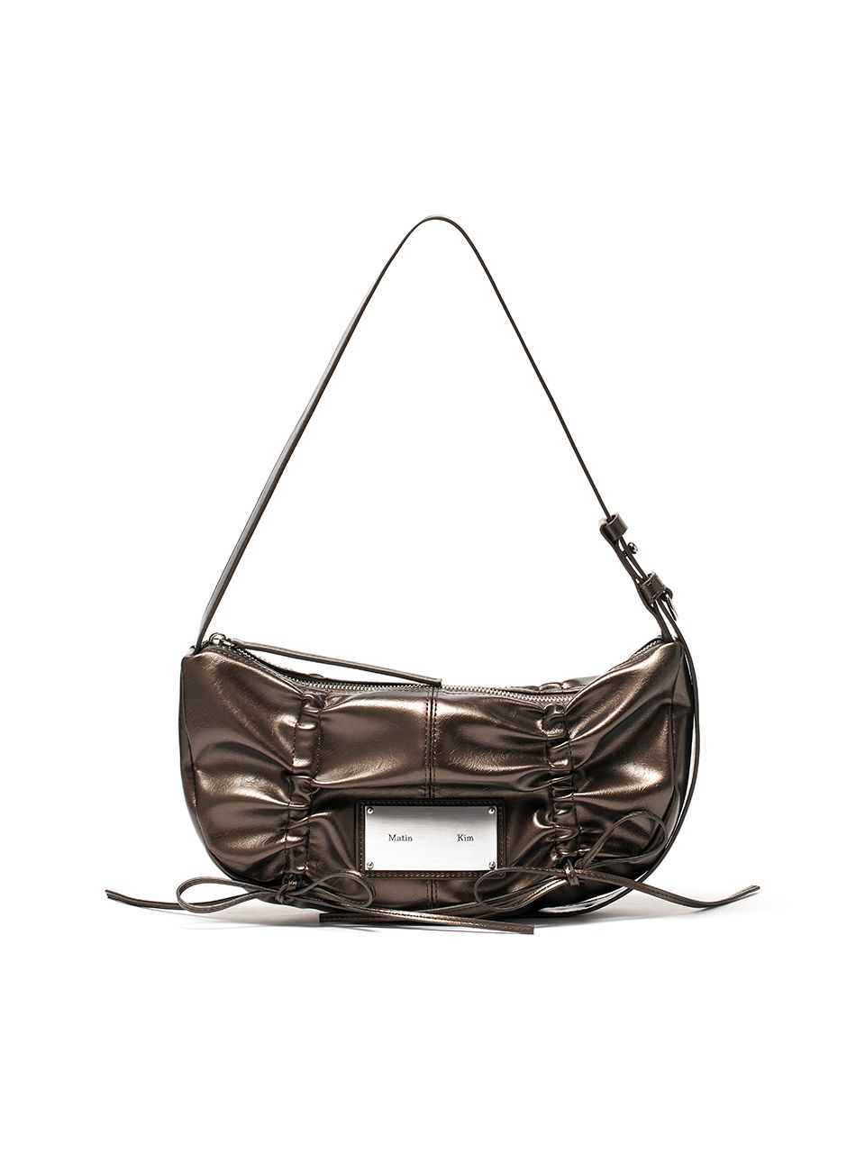 MUSINSA | MATIN KIM HALF SHIRRING RIBBON ROUND BAG IN BRONZE