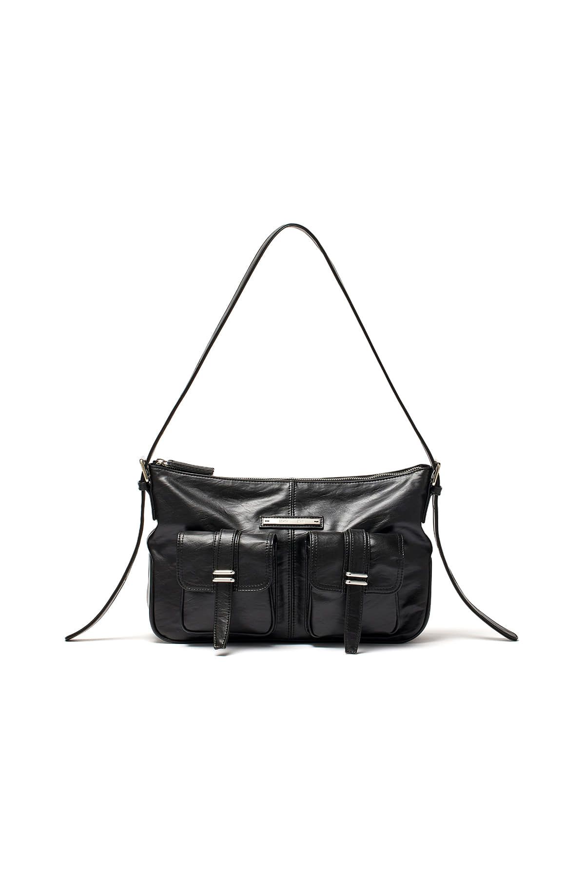 MUSINSA公式 | MATIN KIM DOUBLE POCKET SHOULDER BAG IN BLACK