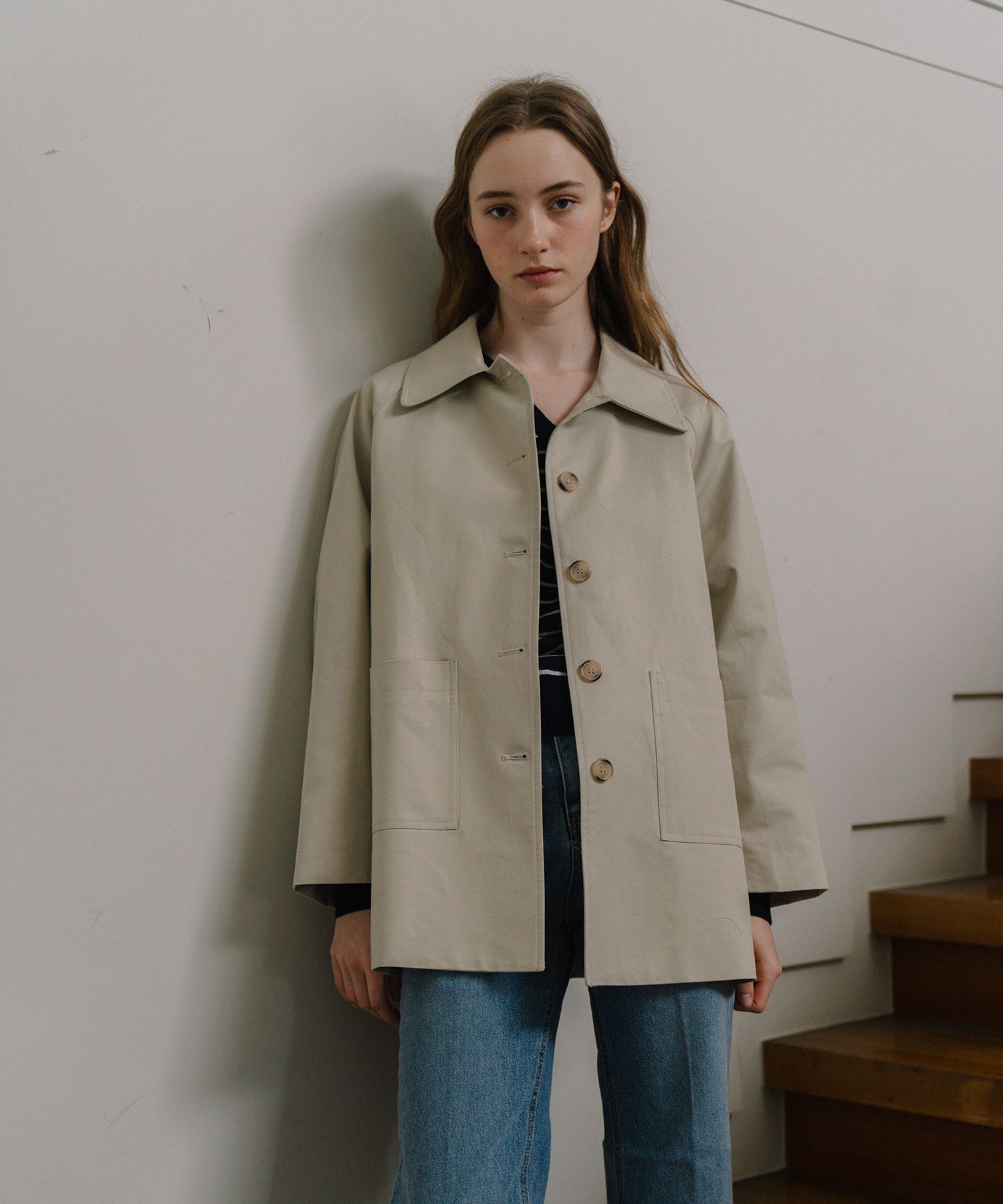 MUSINSA公式 | LAMINEZ ハーフトレンチコート - アイボリー