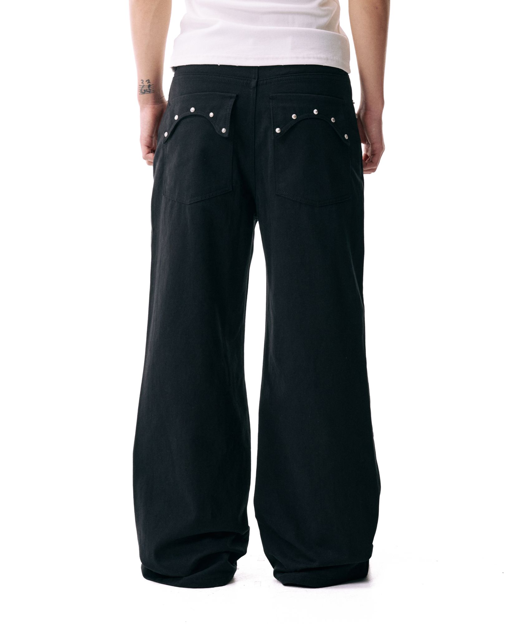 MUSINSA公式 | AAKAM Multi Studded Cotton Pants (Black)