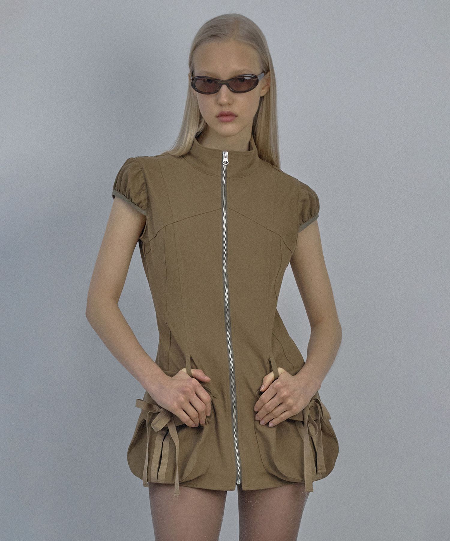 MUSINSA | SCULPTOR Cargo Zip-Up Dress Soft Brown