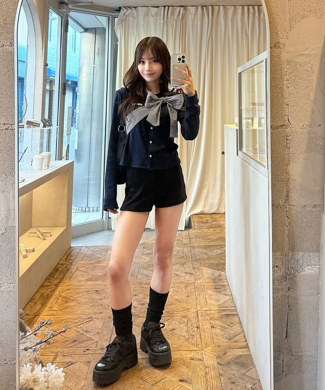 MUSINSA公式 | CRANK リボンタイドニットカーディガン_ネイビー