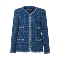 シャネル ココボタン 23C コットン ノーカラージャケット 36