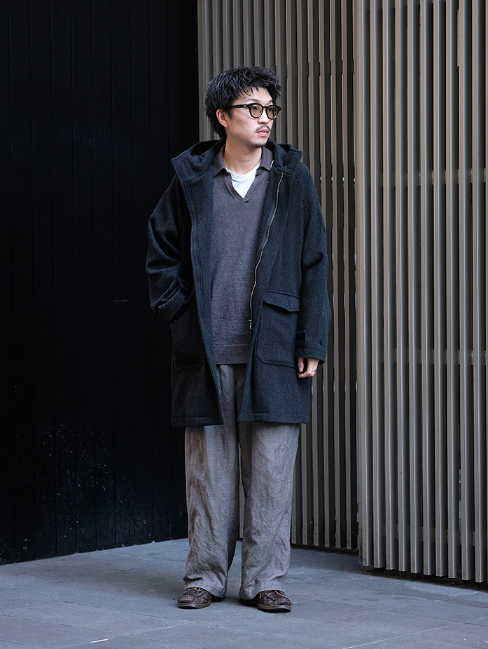 杢ウール コットンリネン フーデットコート｜nest Robe / CONFECT