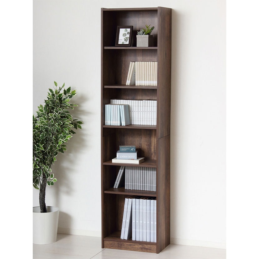 送料無料】 らくらく組立 本棚 書棚 6段 可動棚 木製 シェルフ