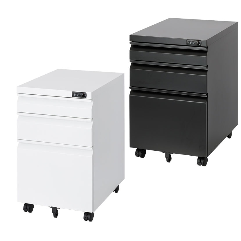 送料無料】 オフィスワゴン サイドワゴン デスクワゴン 3段 ダイヤル錠