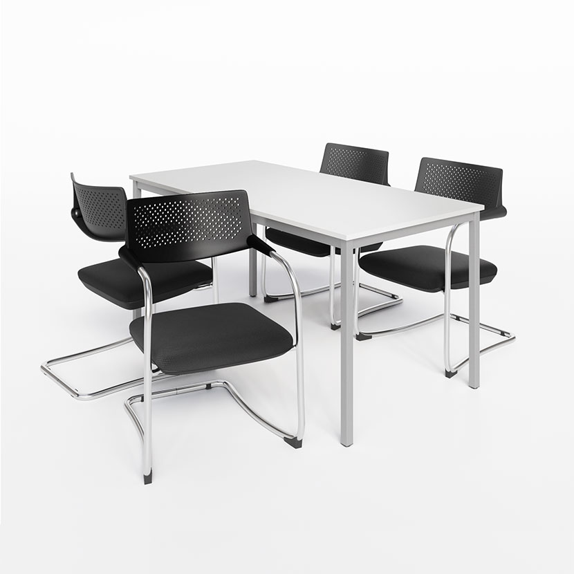 送料無料】 【4人用 会議セット】会議用テーブル 1500×750 +