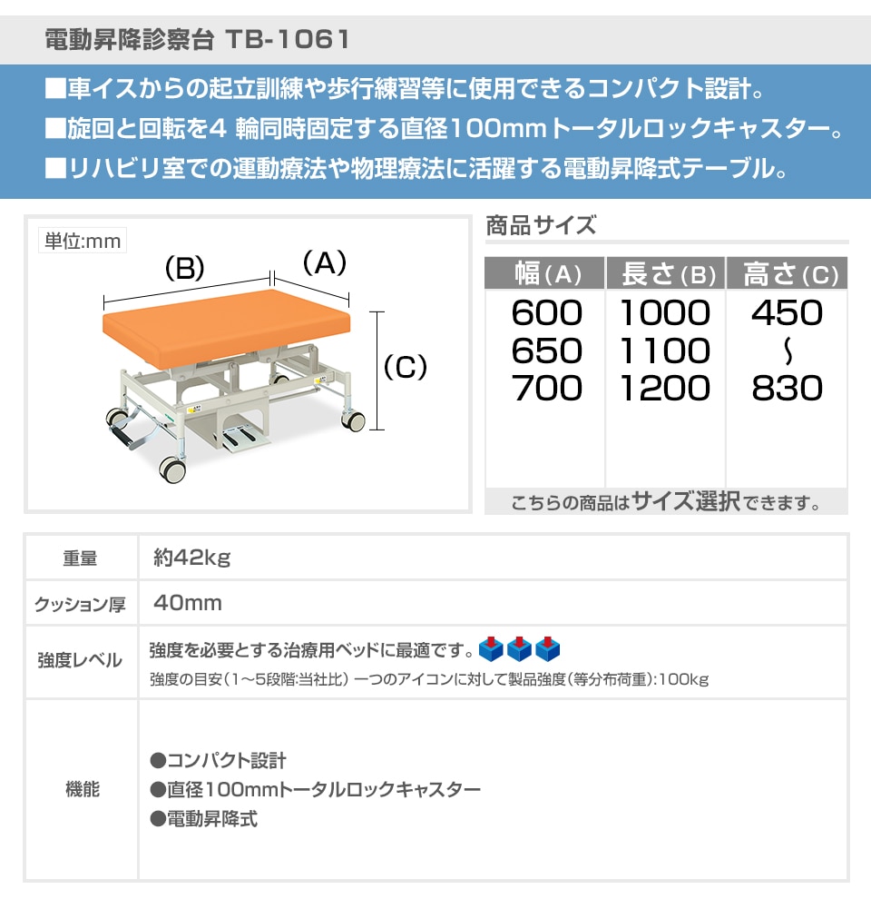送料無料】 高田ベッド 電動昇降診察台 起立訓練用訓練ベッド 直径