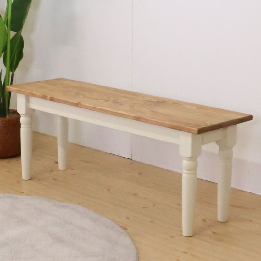 送料無料】 ダイニングベンチ 板座 フレンチカントリー 北欧パイン材