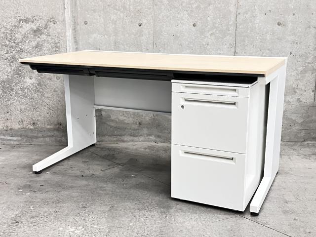 中古 おこもり個室デスク幅90 オフィス デスク 机 つくえ ホワイト