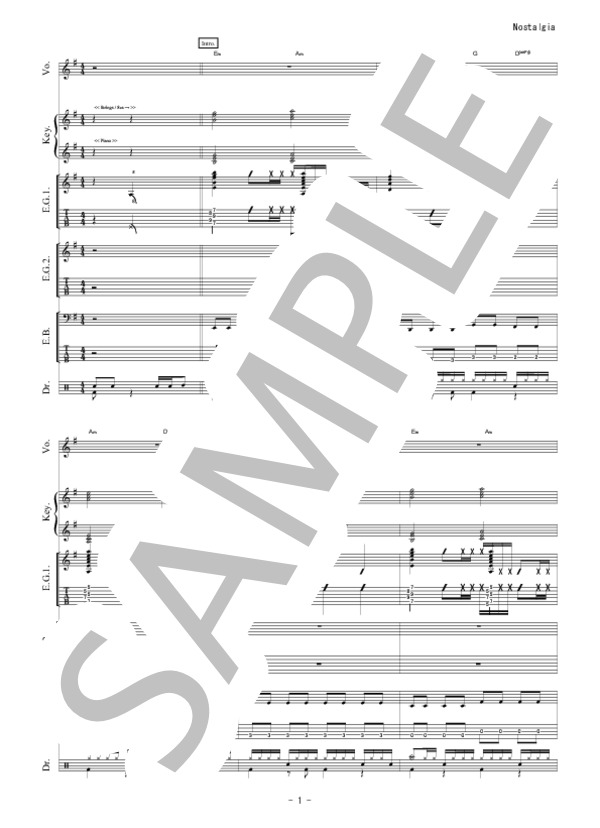 楽譜】Nostalgia / 浜田 麻里 (バンドスコア / 初〜中級) - Piascore