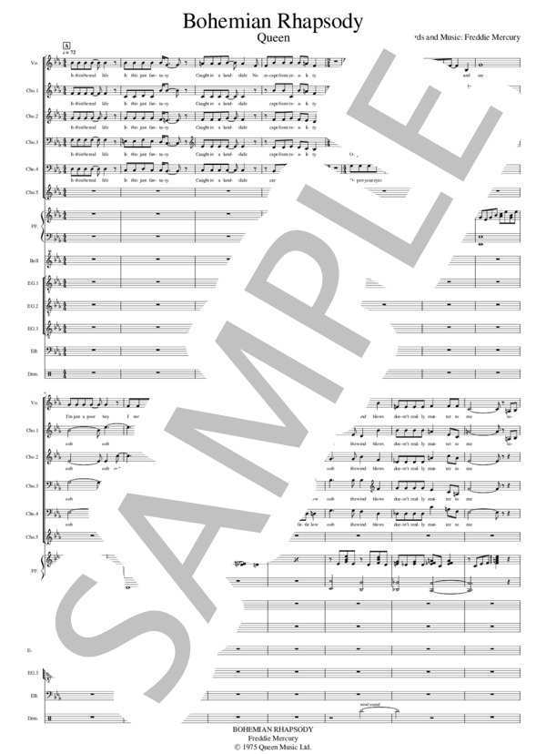 楽譜】BOHEMIAN RHAPSODY - QUEEN / Queen (バンドスコア / 初級