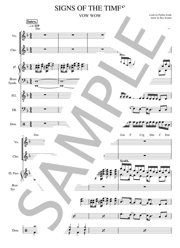 楽譜】SIGNS OF THE TIMES - VOW WOW / BOWWOW (バンドスコア / 初級