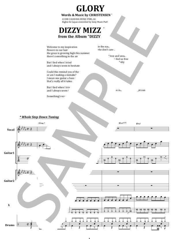 楽譜】DIZZY MIZZ LIZZY / GLORY バンド・スコア from68 / DIZZY MIZZ