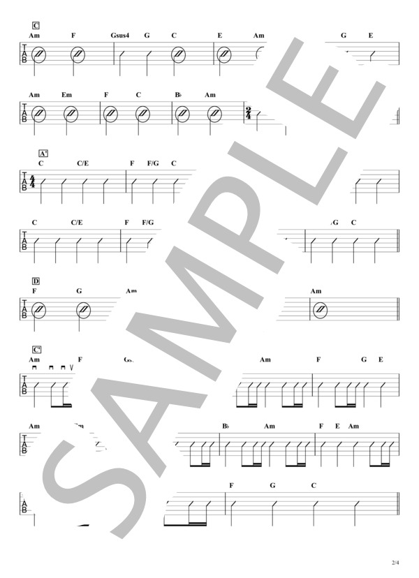 楽譜】点描の唄 / Mrs. GREEN APPLE｜ギターコード譜 / コード