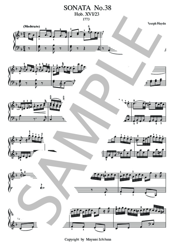 楽譜】ハイドン作曲 ピアノソナタ Hob.XVI23 ヘ長調 第1楽章