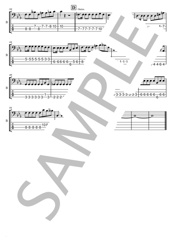 楽譜】天王寺減衰曲線 / PK shampoo (エレキベース / 初〜中級