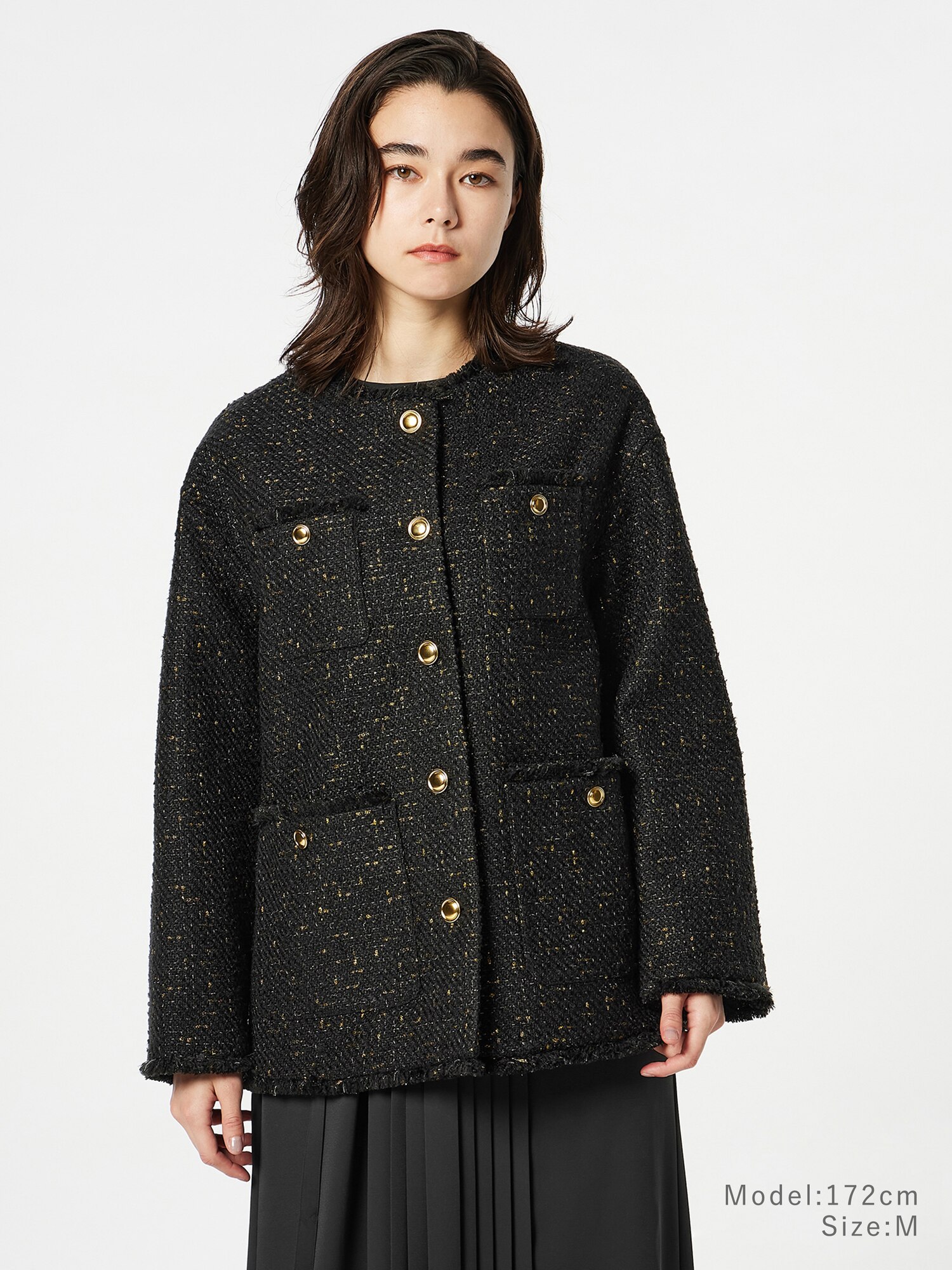 PLST(プラステ)公式 | ツイードノーカラージャケット（ラメ糸入り）