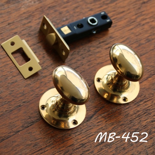 アンティーク金具 MB－452 真鍮ドアノブ（玉子型＋丸座）+空錠