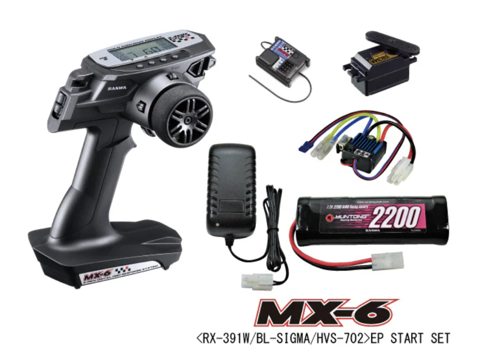 SANWA MX-6 RX-391W ×1 未使用品セット 再生産】MX-6（RX-391W/PCダブルレシーバー） CAR用プロポセット