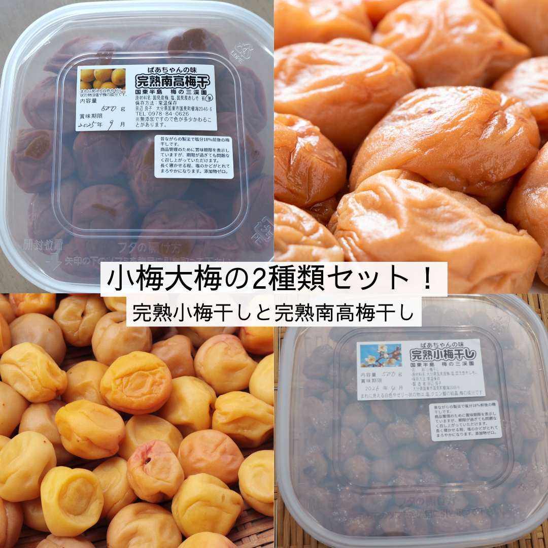 小梅大梅の2種類セット！ばあちゃんの味「完熟竜峡小梅干しと完熟南高