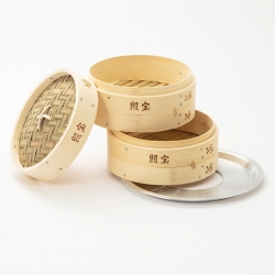 照宝 竹せいろ二段 蒸し板セット21cm | 中華街 照宝