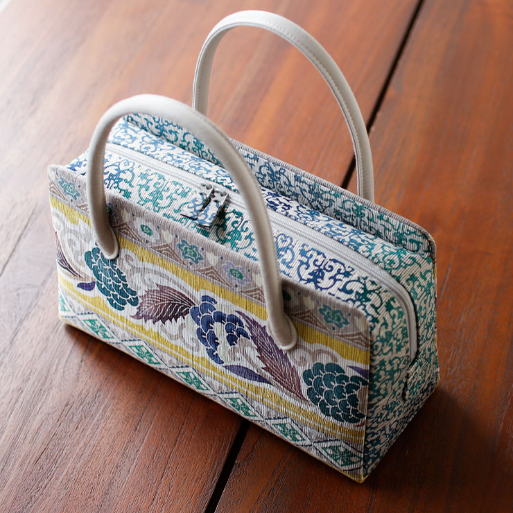 楽天市場】[お洒落バッグ] 利休バッグ 葡萄献上 薄黄色 グレー 黄緑