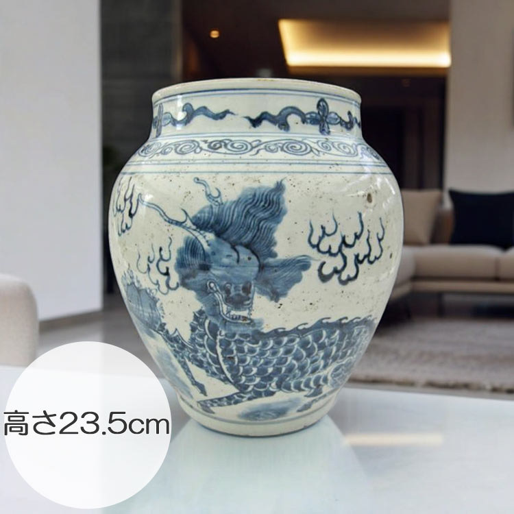 楽天市場】景徳鎮 染付麒麟文壺 高さ約23.5cm 中国美術 陶磁器 希少