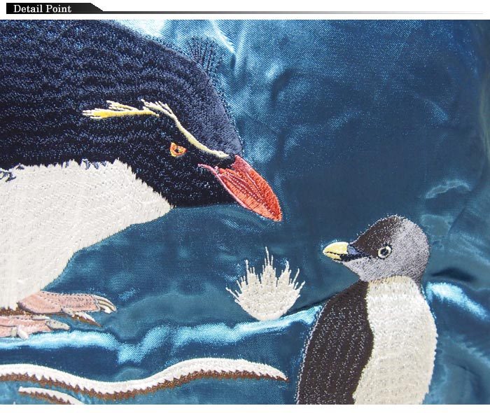 花旅楽団[ﾊﾅﾀﾋﾞｶﾞｸﾀﾞﾝ] ペンギン 刺繍 リバーシブル 和柄スカジャン